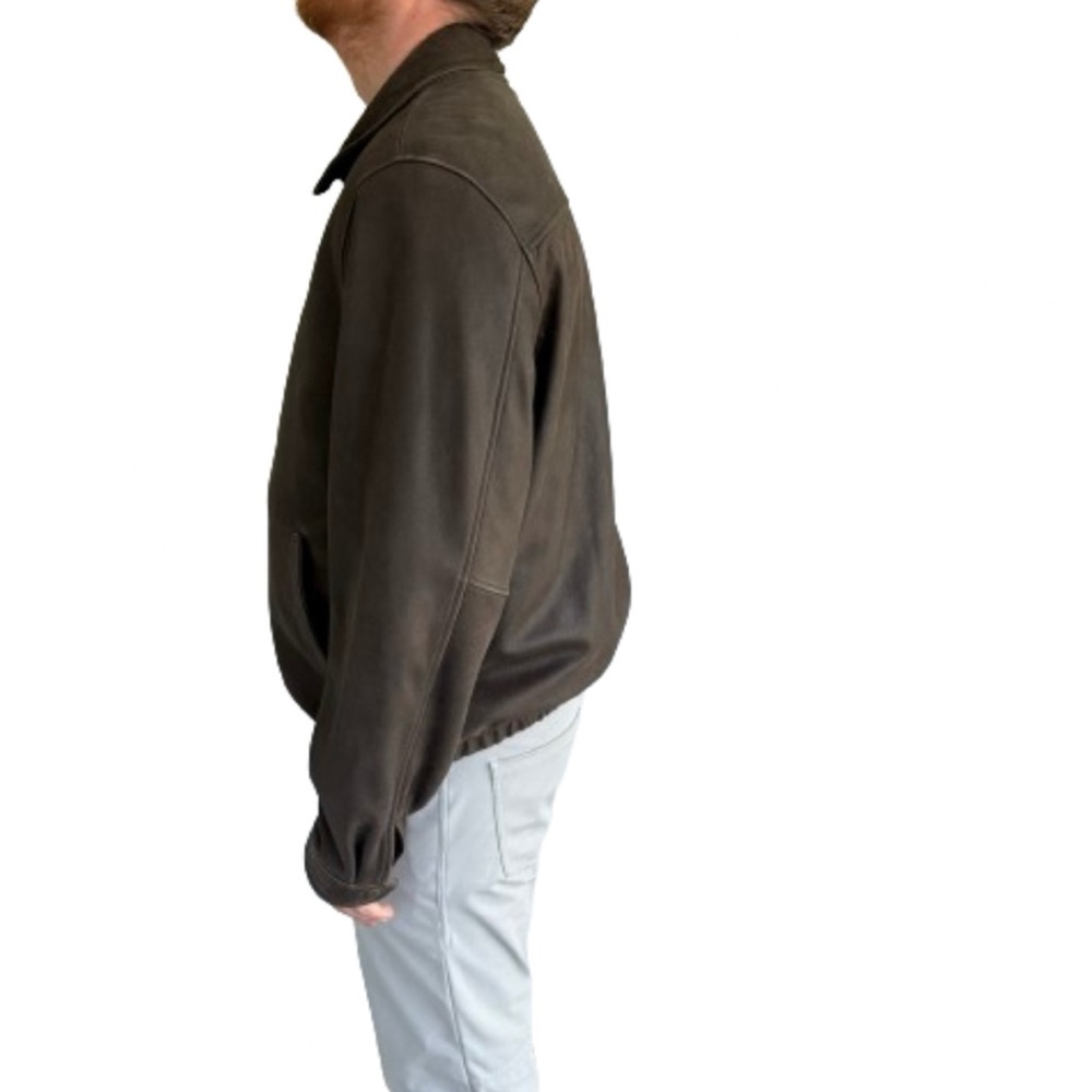 Columbia Mens Vintage Sportswear Brown Leather Flannel Lined Jacket Tall Sz XLT - Picture 3 of 10